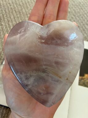 Crystal Polished Fluorite Stone Heart Trinket Dish